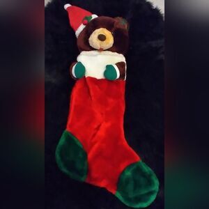 Plush Brown Teddy Bear Christmas StockingMeasures Approximately 13" wide x 31"